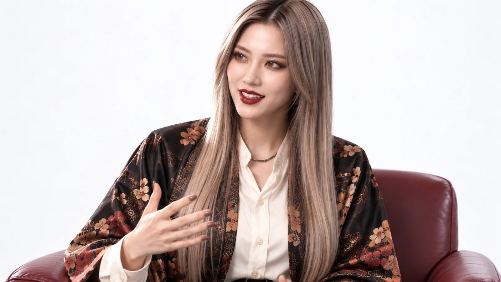 白いスタジオで話すIROのリーダーKOHAKUのポートレート